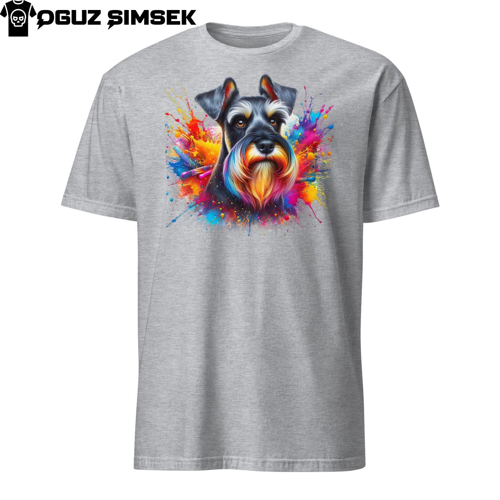 Colorful Miniature Schnauzer Unisex T-Shirt Mens Womens Tees Top | Unique Dog Graphic Tee S