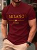 Milano Italien Letter Print Herren T-Shirts Baumwolle Sommer Oversized Rundhals Oberteile Kurzarm Weiches T-Shirt Lässige Herrenbekleidung