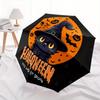 1pc Cute Happy Halloween Cat Witch Hat Automatic 3-Fold Umbrella Design, Cute Cartoon Pattern, Portable Outdoor Umbrella, Perfect, Holiday G