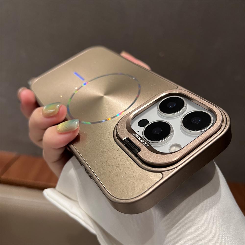 

Flip Bracket Lens Protection Stand For Magsafe Magnetic Case For iPhone 14 15 16 17 Pro Max 13 12 11 Laser Aurora Bling Cover iPhone 11