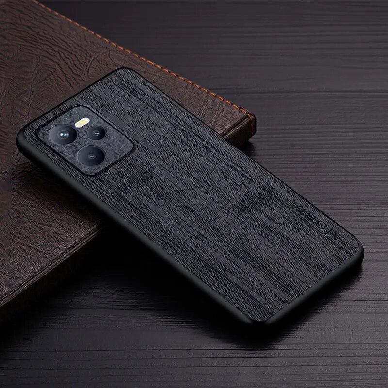 Case for Oppo Realme C35 Narzo 50A Prime Funda Bamboo Wood Pattern Leather Cover Luxury Coque for Realme Narzo 50a Prime Case