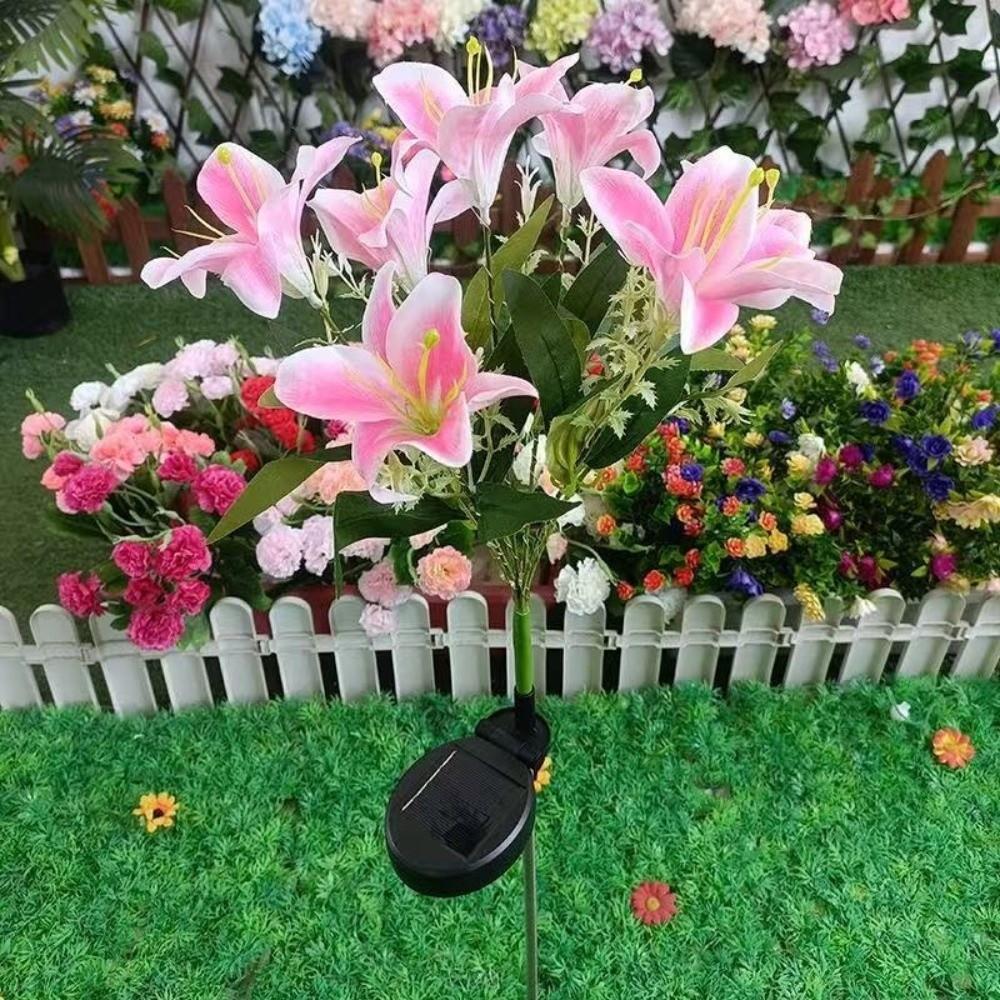 7 Heads Solar Lily Light Solar-Powered Garden Pathway Light New Outdoor Solar Lamp Home Garden