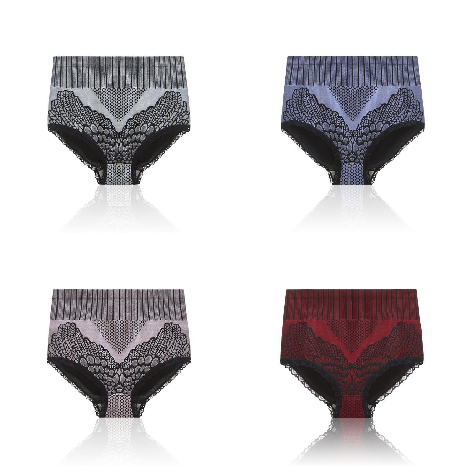 4-Pack Women s High Waist Seamless Panties Soft Breathable Comfort Briefs Tummy Control Plus Size S разноцветный