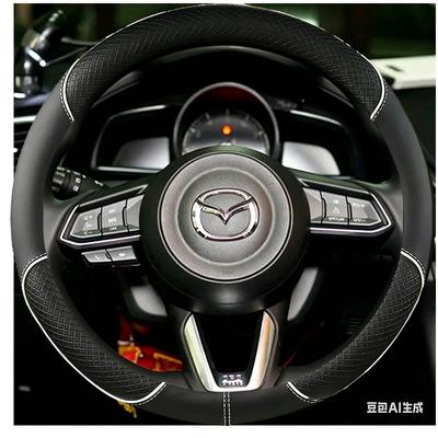 Capa de Volante de Carro em Couro Microfibra Preto Costurada à Mão para Mazda 3/6 Axela 2017-2018 Atenza CX-3 CX-5CX-9 Acessório de Carro