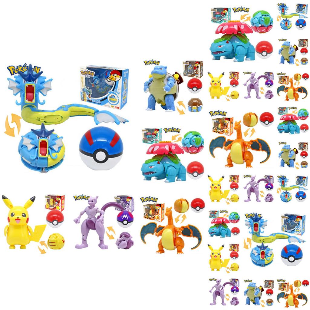 Pokemon Transforming Egg Figures Pikachu Charizard Bulbasaur Collectible Toys