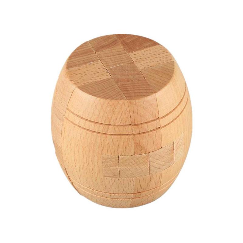 Classic Barrel Puzzle Wooden Interlocking Assembly 3D Brain Teasers for Adults Kids Unique IQ Logic Training Educational Toys