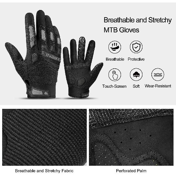 INBIKE MTB Mountain Bike Gloves Touchscreen With Thicken EVA Padded & TPR Knuckle Protection For BMX MX ATV Motorcycle