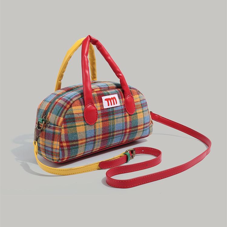 2024 New Women's Bag Plaid Handbag American Retro Small Square Bag Niche Autumn Winter Portable Shoulder Crossbody Bag