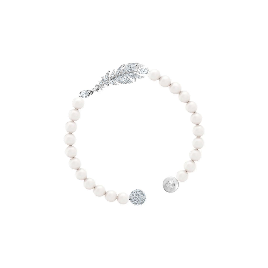 Swarovski Nice Pearl Feather Bracelet Women bracelet Pearl-White 5515034 Box (Random Color),M