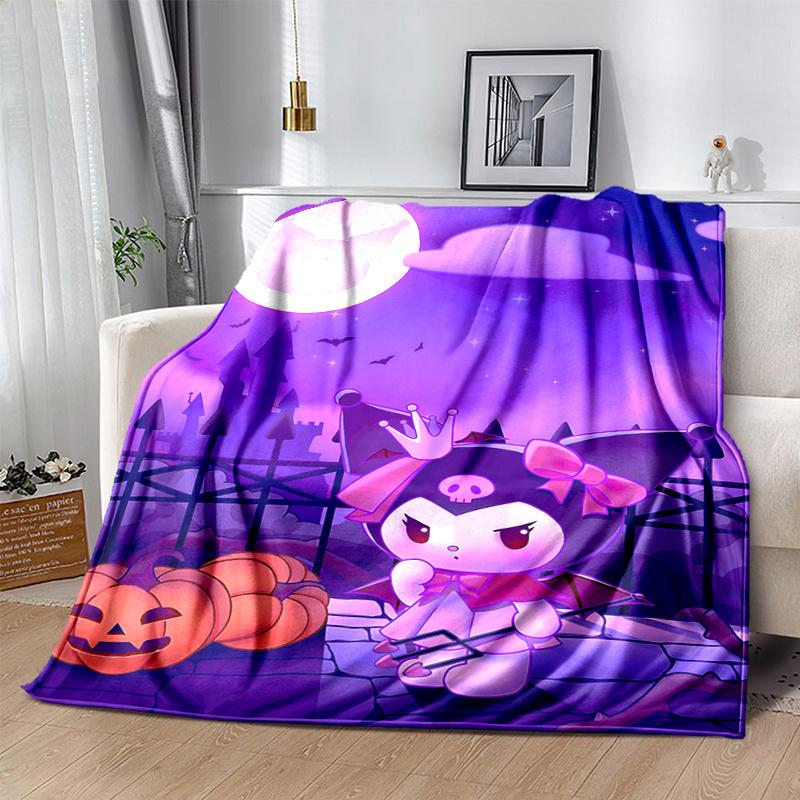 1pc Halloween Night Kuromi's Spooky Castle Blanket, Cute Home Decor, Soft Throw Blanket, Perfect Gift for Birthday or Christmas, Living Room, Travel,