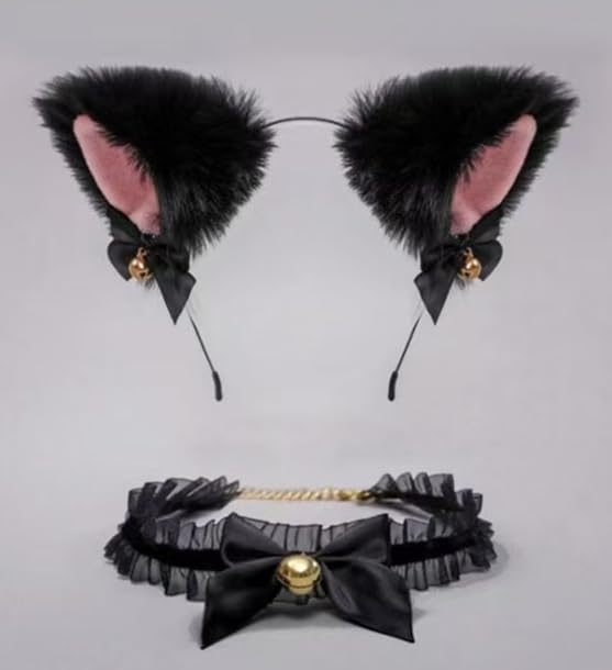 Cosplay Cat Ear Headband Choker Maid Lolita Halloween Comiket Christmas Events Parties Costume Recitals (White)