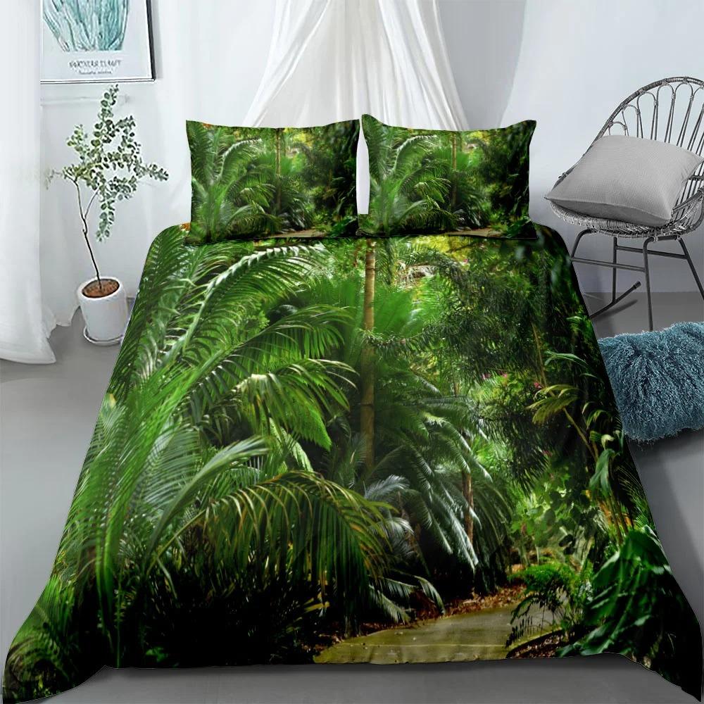 Tropische Riesenblätter Nordisches Bettbezug-Set King Queen Double Full Twin Einzelgröße Bettwäsche-Set