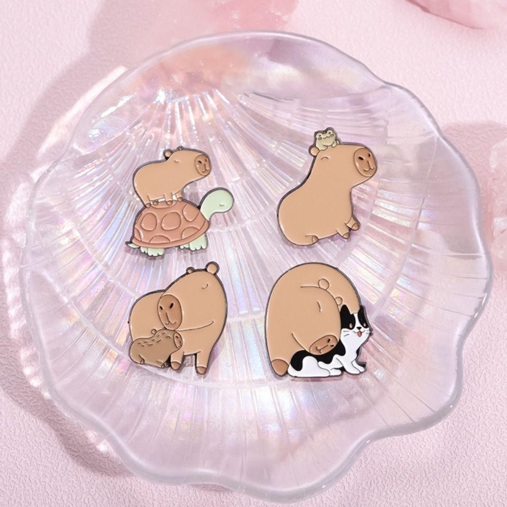

Turtle Cartoon Enamel Pins Cat Animals Pins Jewelry Capybara Brooch Boy Style F