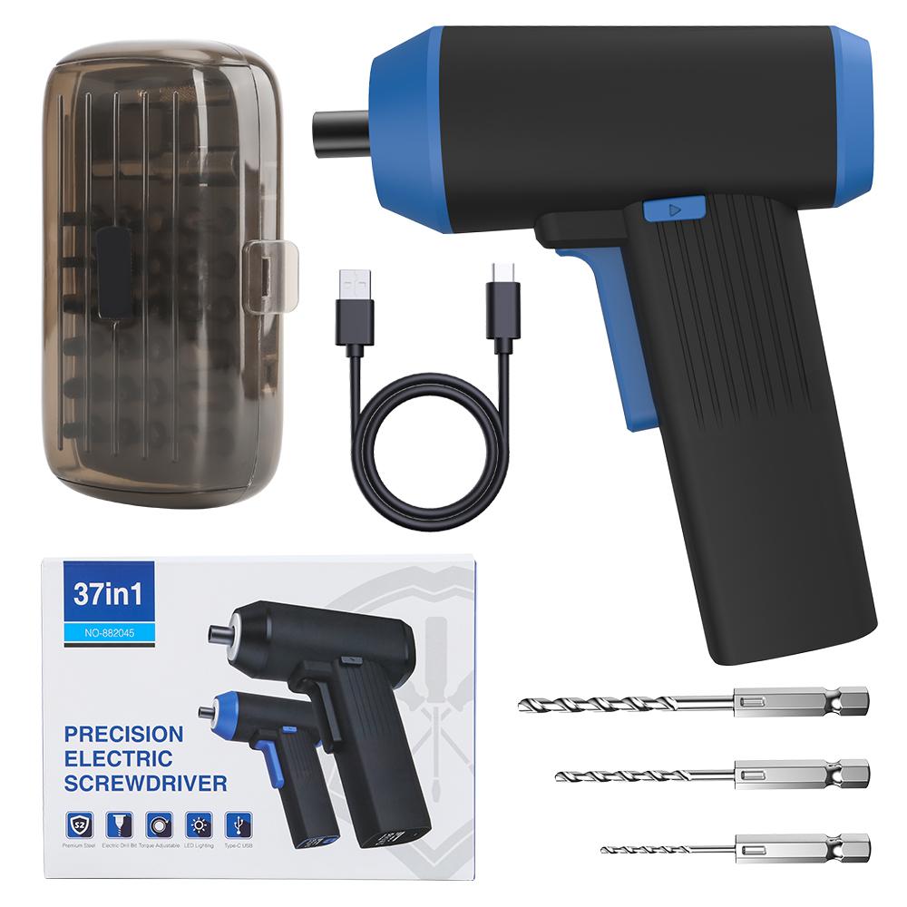Electric Screwdriver 1300mah Rechargeable Li-ion Battery Screwdriver Set 30pcs S2 Bit 3pcs Hss Drill Electric Drill Set