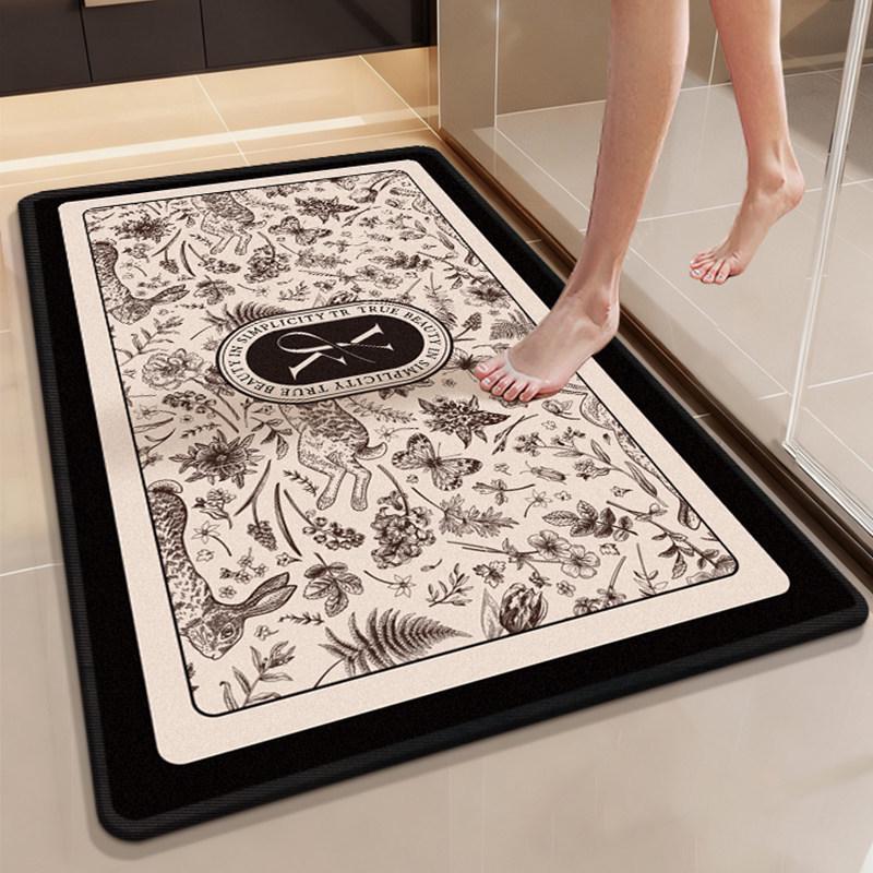 Luxury Quick-Dry Non-Slip Diatomaceous Floor Mat - Absorbent, Stain & Scratch-Resistant Bathroom Door Mat