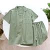 Set Pigiama Estivo per Coppia: Completo da donna a quadri in cotone a maniche corte con pantaloncini, Pigiama casual taglie forti da uomo