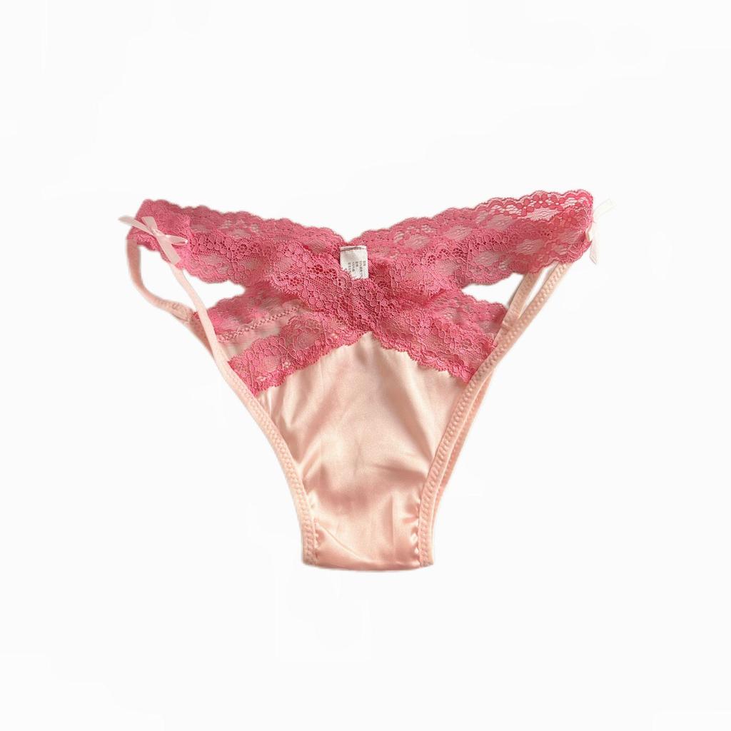 Saténové krajkové kalhotky Colorblock: Sexy bezešvý trojúhelníkový design s výřezy pro ženy