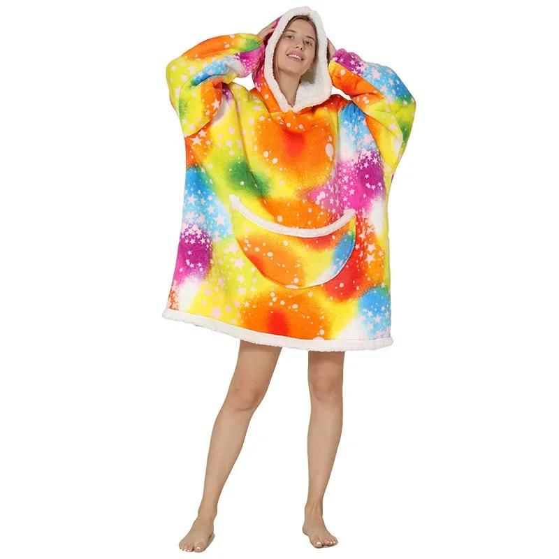 Warm Hooded Sherpa Blanket With Sleeves Ultra Soft Fleece Sweatshirt Throw Thick Winter Flannel Hoodie Blankets Home Textile