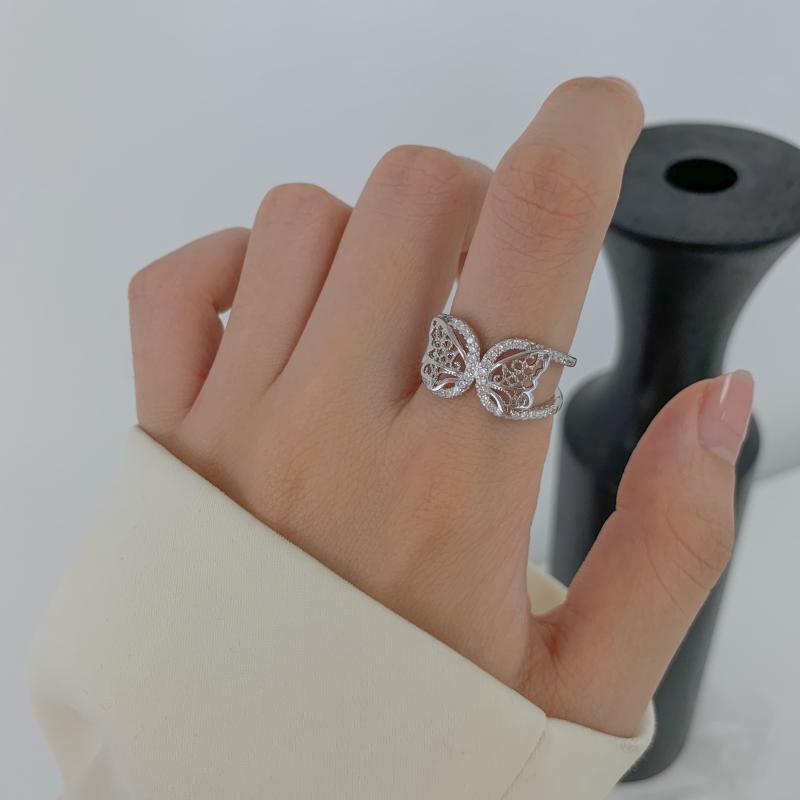 925 Sterling Silber Schmetterling Offener Fingerring Für Frauen Mädchen Mode Party Hochzeit Schmuck Jz060