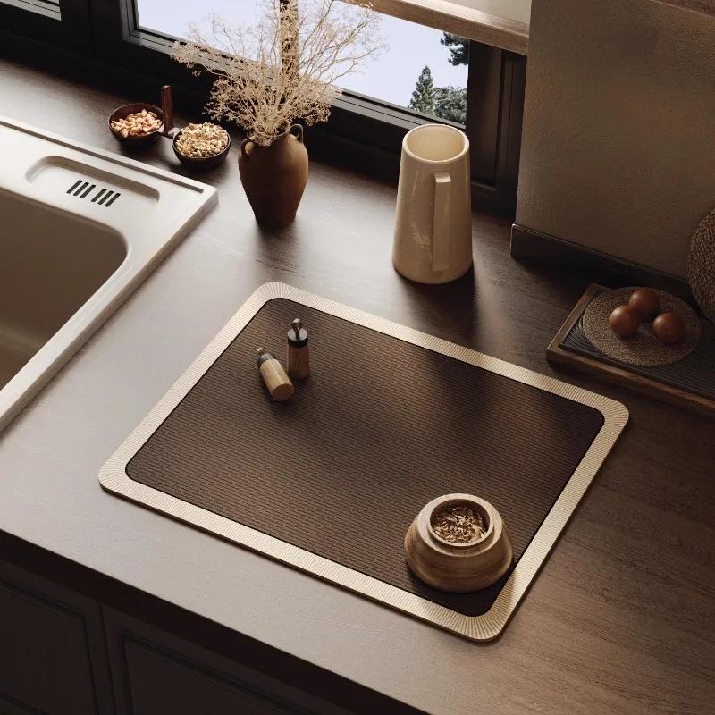 

VIKAMA Минималистичный кухонный коврик-сушилка для посуды, подставка для сушки на столешницу, быстросохнущий, влаговпитывающий, противоскользящий коврик для стола, кухонные аксессуары 30x40cm 12x16inch