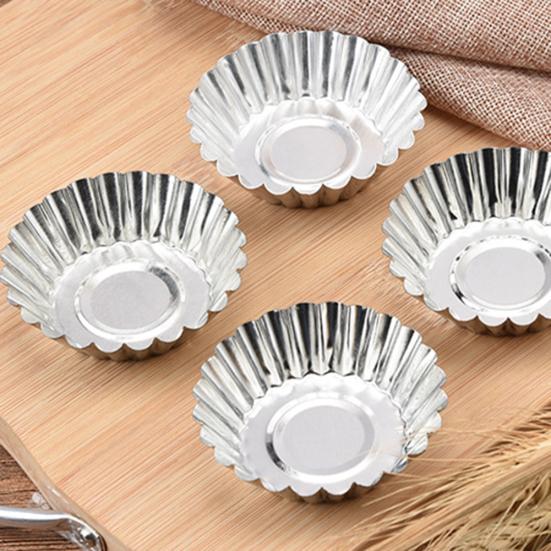 10Pcs Aluminum Alloy Non-stick Egg Tart Mold Cupcake Muffin Cookie Baking Mould