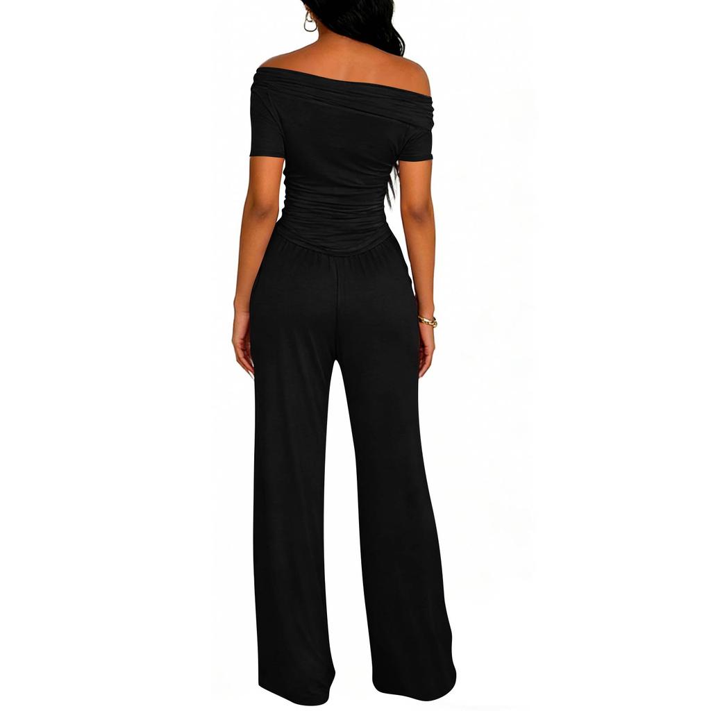 Women's 2,Piece Fashion Casual Color Short Sleeve Top And Long Pants Set