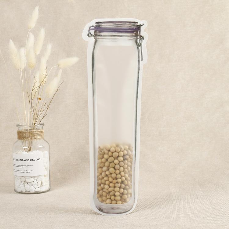 Reusable Mason Jar Bottles Bags Nuts Candy Cookies Bag Waterproof Seal Fresh Food Storage Bag Snacks Sandwich Zip Lock Bags
