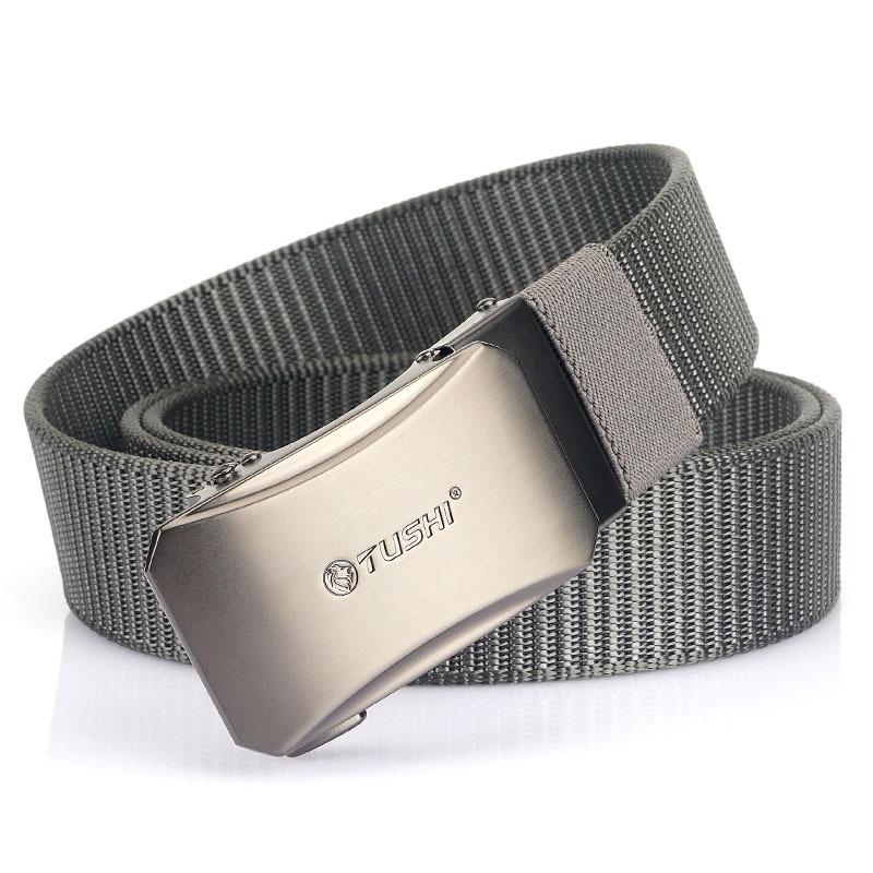 New Men'S Commuting Belt With Automatic Buckle Nylon Waistband, Outdoor Leisure Versatile Double-Layer Thick Belt