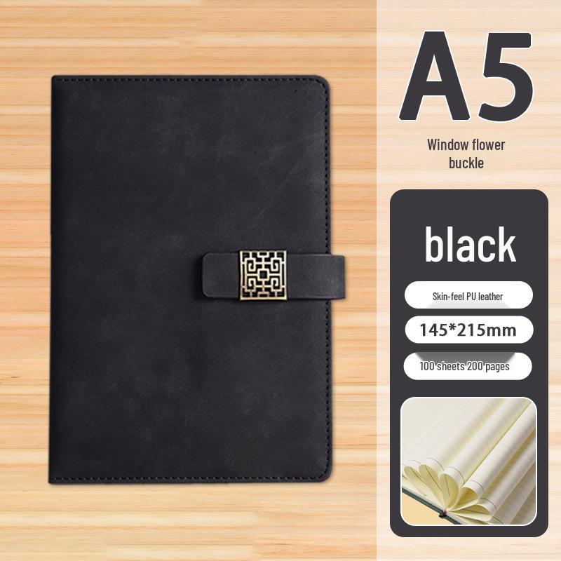 High-End Soft Leather Business Notebook with Magnetic Buckle and Custom Logo - Ideal Gift Set