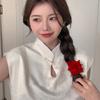 Fabric red rose atmosphere side hairpin Internet celebrity same photo ponytail duckbill clip small fresh and sweet hairpin