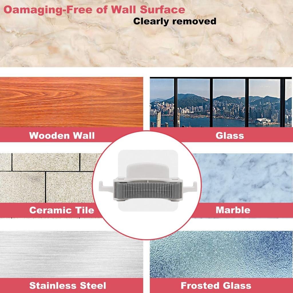 Broom Mop Holder, Wall-Mounted Multi-Function Tools Hanger with, Handles Up Diameter to 1.25-Inches (4 PCS White)