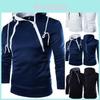 Classic Men's Pullover Hoodie With Zipper Design And Adjustable Drawstring For Winter