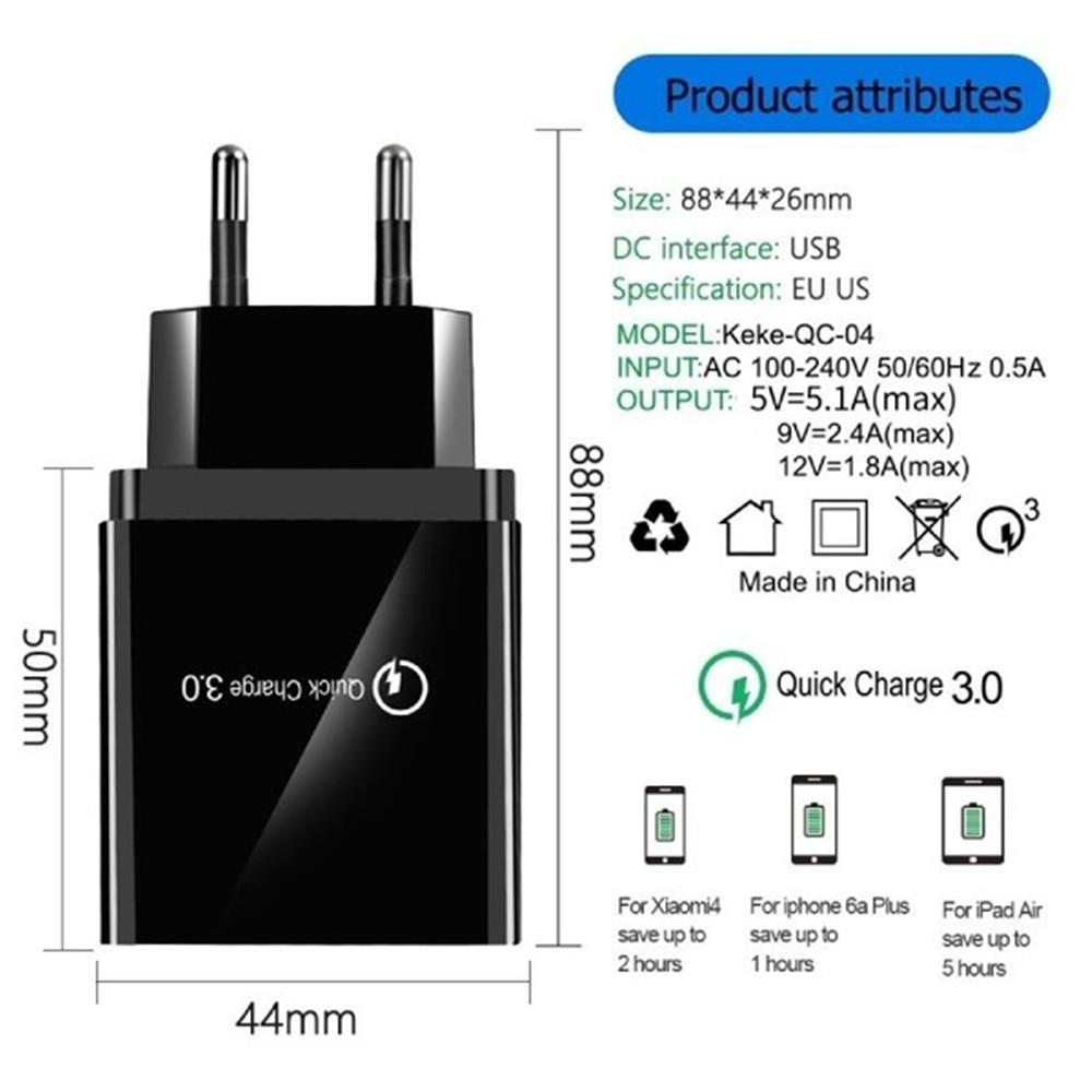 Cellphone Charger with 4 USB port Fast Charging for iPhone Samsung Xiaomi Huawei Smartphone Travel Power Adaptor