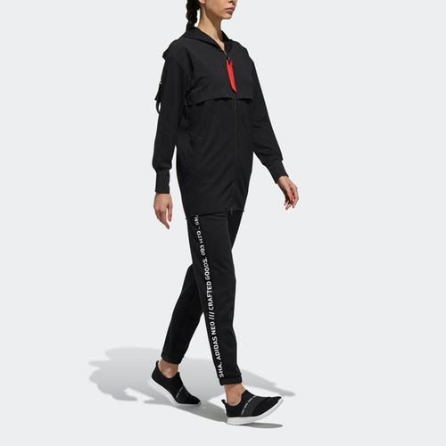 adidas Ribbon Zip-Up Mid-Length Loose Fit Sports Hoodie Jacket Women's Black