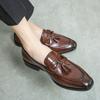 Inner heightening fringed shoes pointed leather shoes British low-top hairstylist