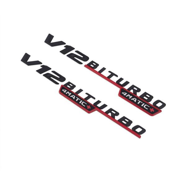 2pcs V12 BITURBO 4MATIC Logo Letters Sticker For C E S G Class SL ML W221 W205 W210 W211 W212 Fender Badge Decal
