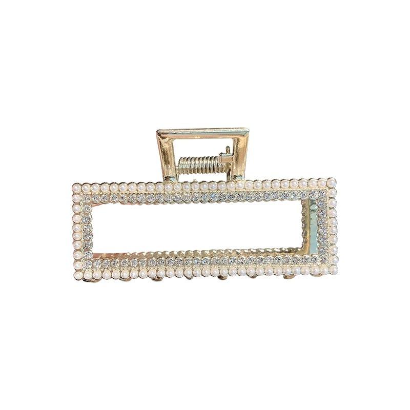 Fashion Bow Pearl Rhinestone Flower Grab Clip Temperament Half Tie Hairpin Disc Hair Shark Clip