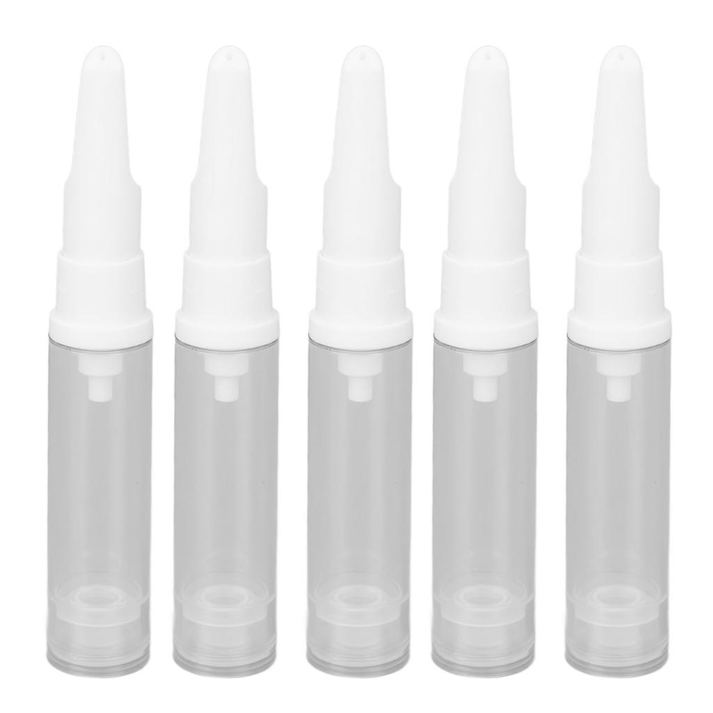 5pcs Duckbill Nozzle Vacuum Pump Bottle Clear Refillable Travel Dispenser Container for Eye Cream Lotion 10ml