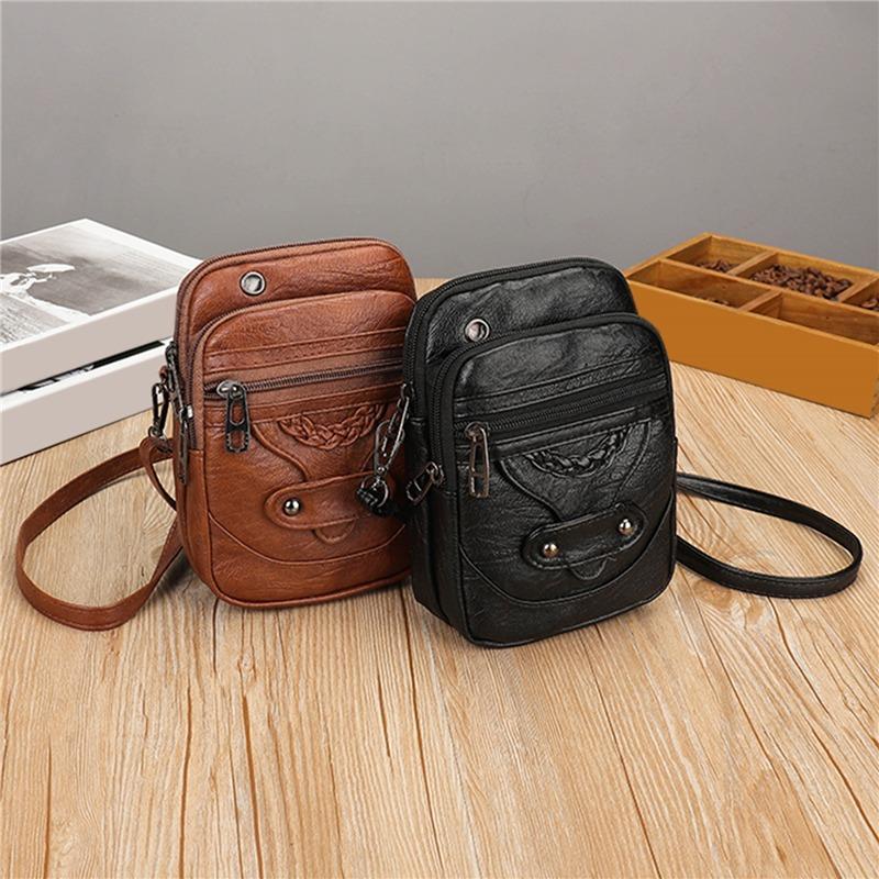 Fashion Vintage Messenger Bag for Women Small PU Leather Shoulder Crossbody Purse Handbag