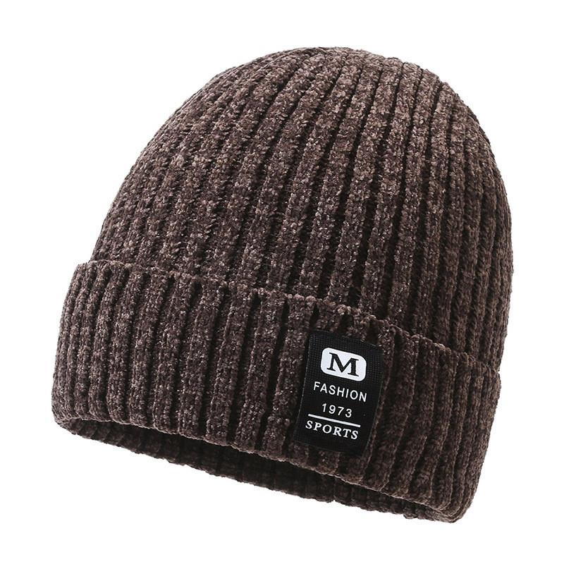 M Printing Letter Knitted Winter Beanie Hat Lightweight Warm Cap Fashion Gift