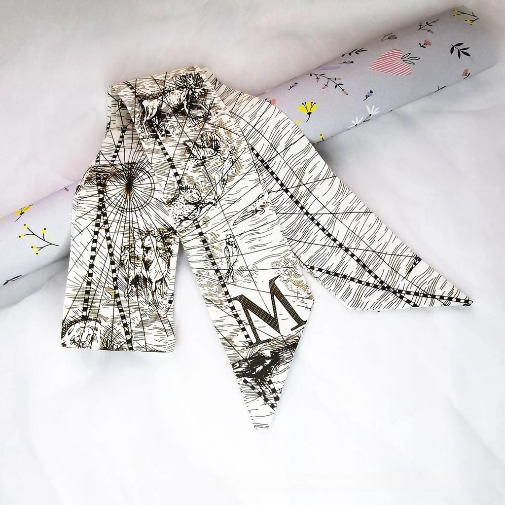 Fashion Skinny Scarf Women Luxury Letter Printing Tie Bag Handle Ribbon Hair Band Women's Headscarf New Lady Design Silk Scarves