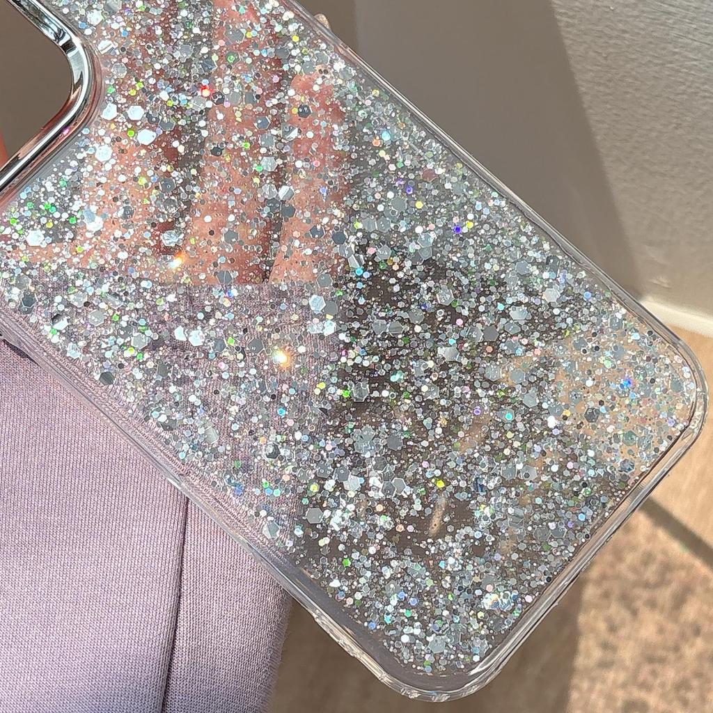 Glitter Epoxy Phone Case for iPhone 16 Pro Max and Apple 16e - Transparent Fit for Models 15, 14/13, 12