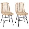 Dining Chair Set of 2 Rattan and Iron Natural Finish 44.5 X 54.5 X 85 Cm