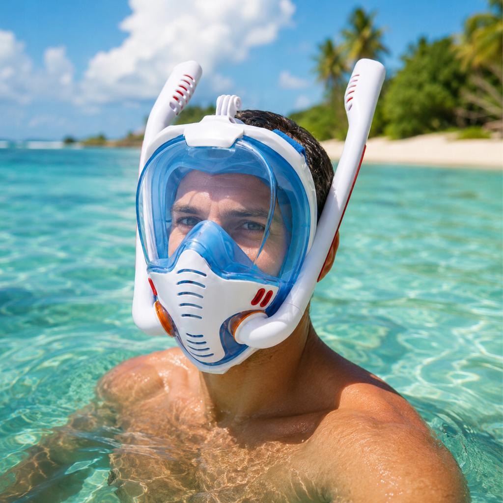 Maska Do Nurkowania Pełnotwarzowa L/Xl Z Uchwytem Do Snorkelingu