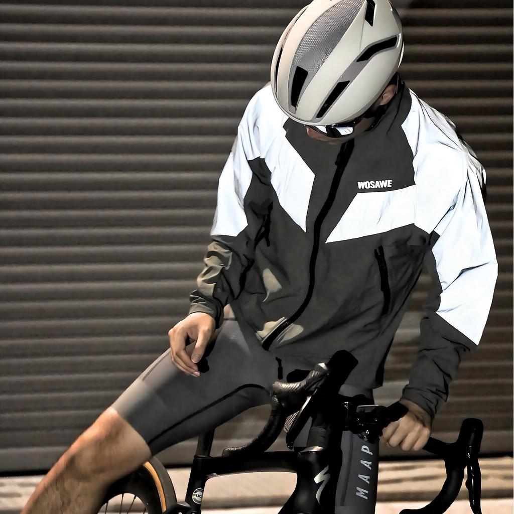 WOSAWE Men Women Mountain Bike Motorcycle Night Riding Multi-Pocket Windproof Waterproof Breathable Reflective Riding Jacket