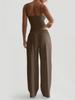 Summer Camisole Crop Top Long Pants Casual Wide Leg Pants Lazy Style Set For Women