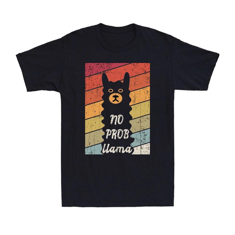 No Prob Llama Funny Alpaca Lovers Saying Shirt 80 90s Vintage Unisex T-Shirt L