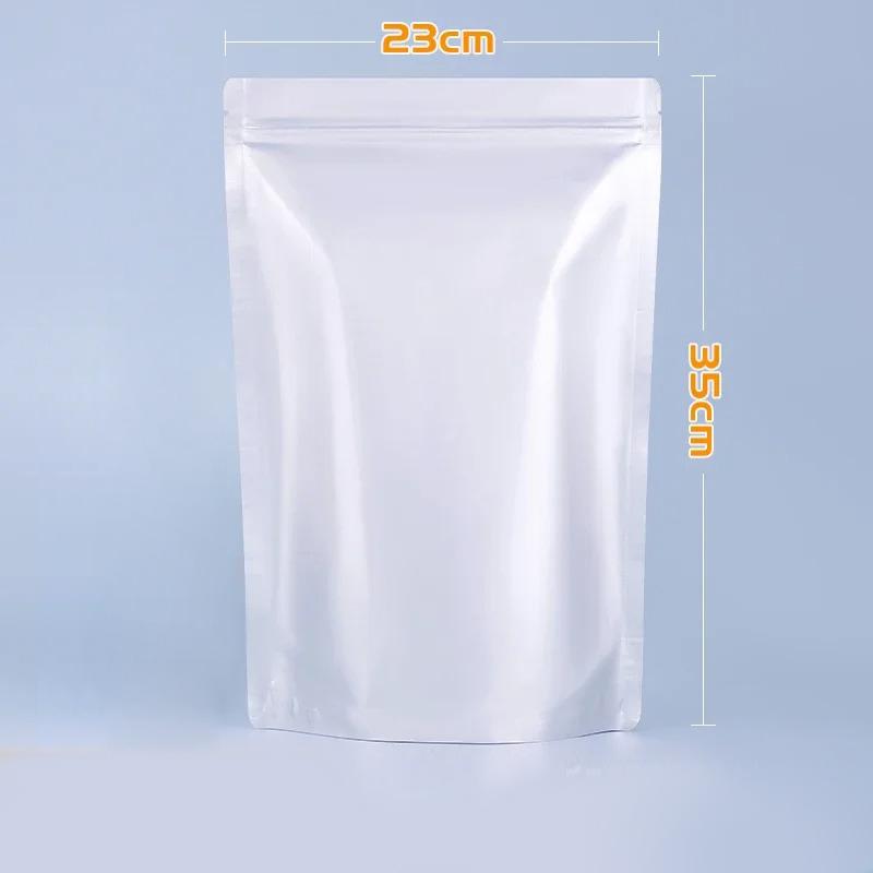 50 Stück silberfarbene Beutel aus Aluminiumfolie, wiederverschließbar, matt, stehend, für Lebensmittelverpackungen, selbstversiegelte Plastikbeutel mit Reißverschluss und breitem Boden