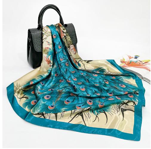 Women's Baotou Artificial Silk Satin Silk Scarf 90cm Printing Square Scarf Silk Scarf