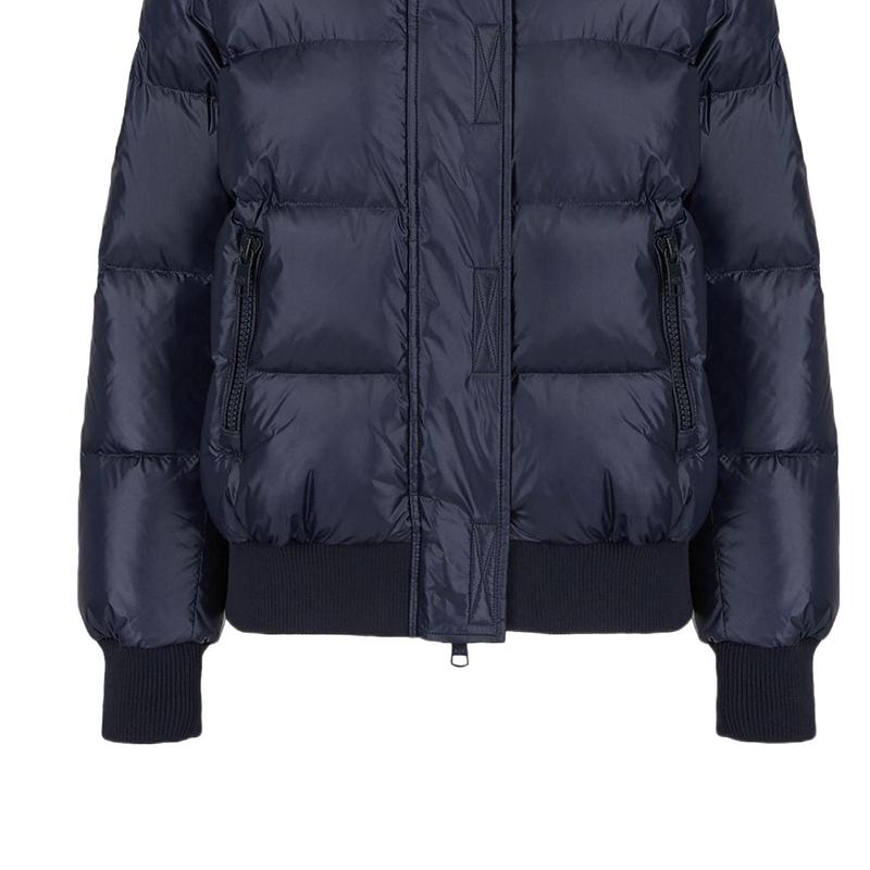 Armani Exchange Solid Color Letter Print Hooded Long Sleeve Jacket Women Jackets Navy-Blue 8NYB40-YNYNZ-115AH